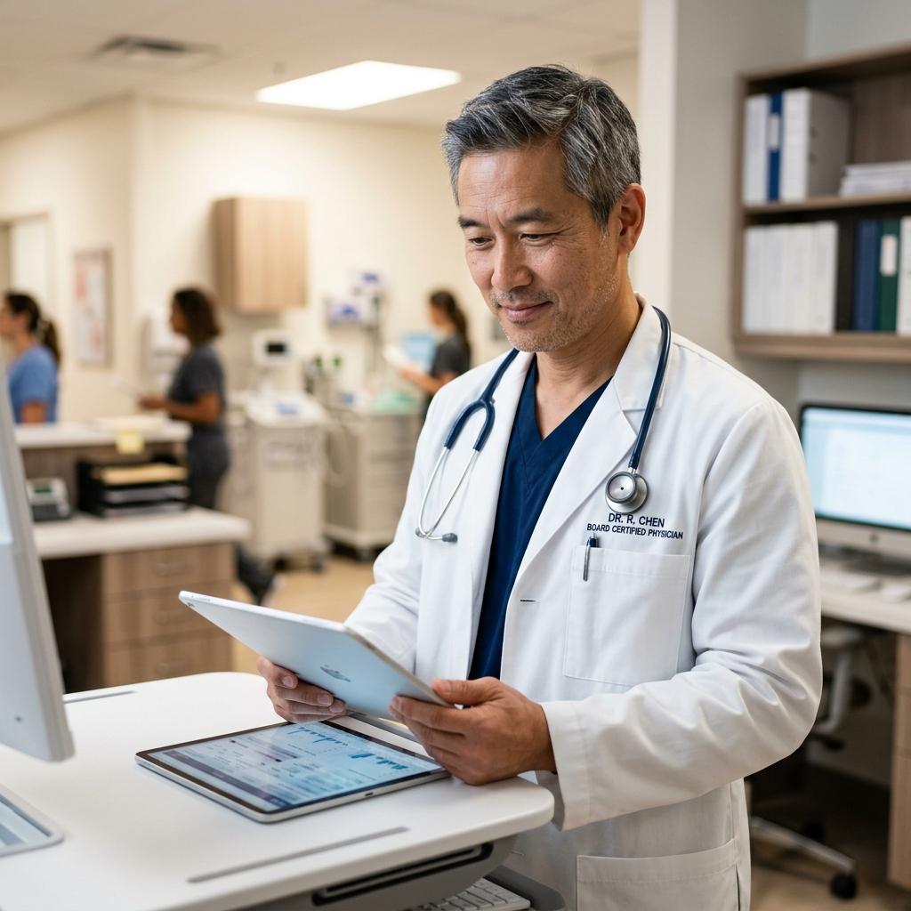 Physician conducting a live video consultation with a patient